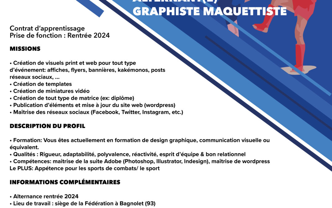 LA FFKMDA recrute un(e) alternant(e) graphiste/maquettiste