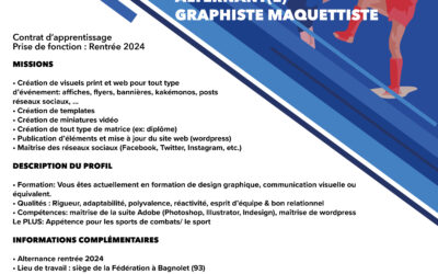 LA FFKMDA recrute un(e) alternant(e) graphiste/maquettiste