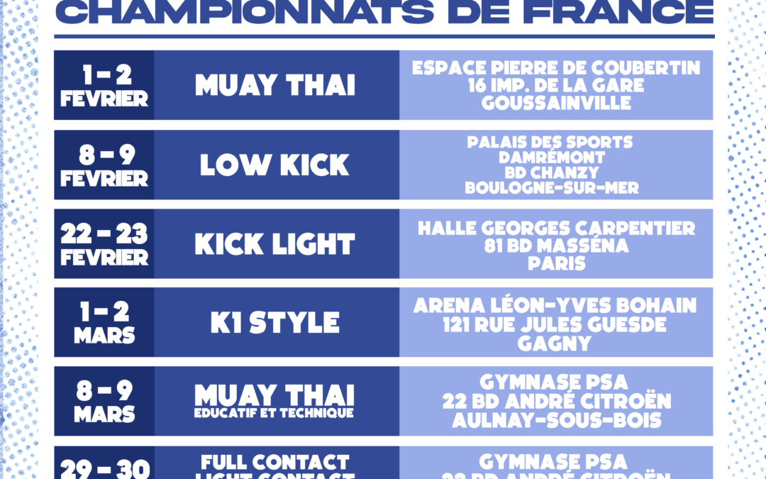 Calendrier des  Championnats de France amateurs 2025